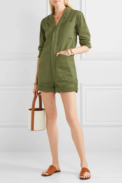 Shop Alex Mill Cotton-blend Playsuit In Army Green