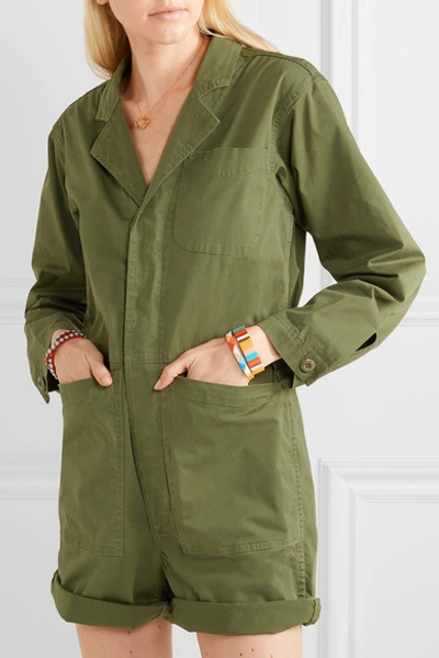 Shop Alex Mill Cotton-blend Playsuit In Army Green