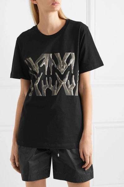 Shop Mm6 Maison Margiela Printed Cotton-jersey T-shirt In Black