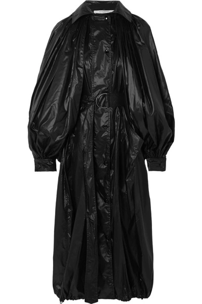 Shop Givenchy Hooded Glossed-shell Coat In Black