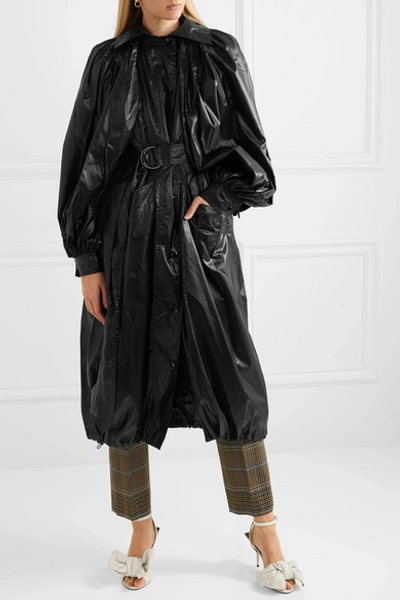 Shop Givenchy Hooded Glossed-shell Coat In Black