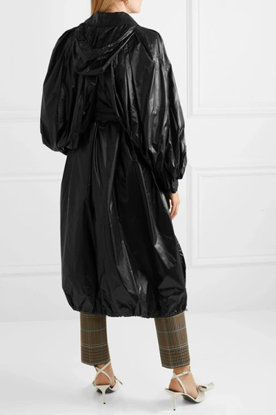 Shop Givenchy Hooded Glossed-shell Coat In Black