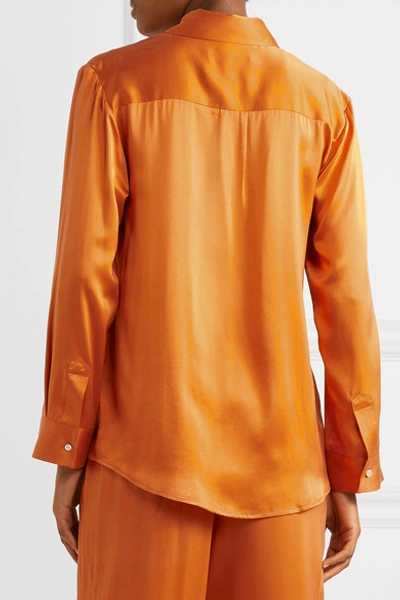Shop Asceno Washed-silk Pajama Shirt In Orange