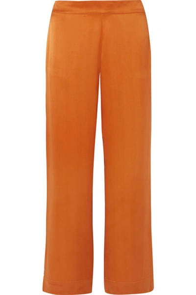 Shop Asceno Washed-silk Pajama Pants In Orange