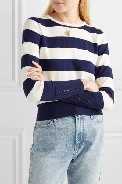 Shop Alex Mill Striped Cotton-blend Sweater In Navy
