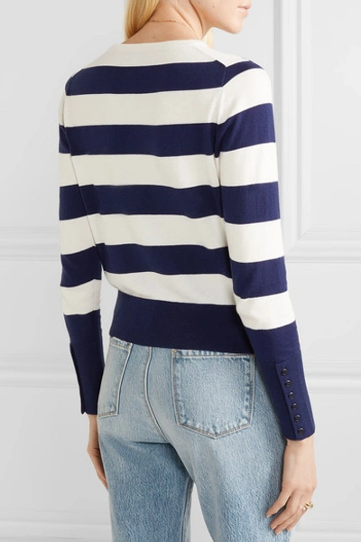 Shop Alex Mill Striped Cotton-blend Sweater In Navy
