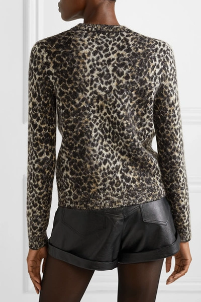 Shop Saint Laurent Leopard-print Jacquard-knit Sweater In Leopard Print