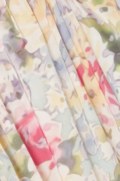 Shop Art Dealer Rosie Smocked Floral-print Satin Wrap Top In Pink