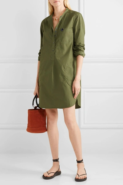 Shop Alex Mill Cotton Mini Dress In Army Green