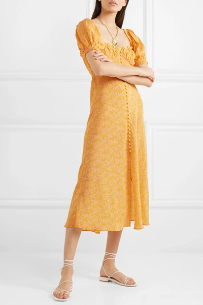 Rixo London Tammy Ruffled Floral print Silk georgette Dress In Yellow ModeSens
