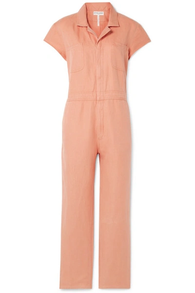 Shop Apiece Apart Azore Cotton And Linen-blend Twill Jumpsuit In Peach