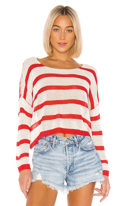 Shop Superdown Adriana Knit Sweater In White & Red