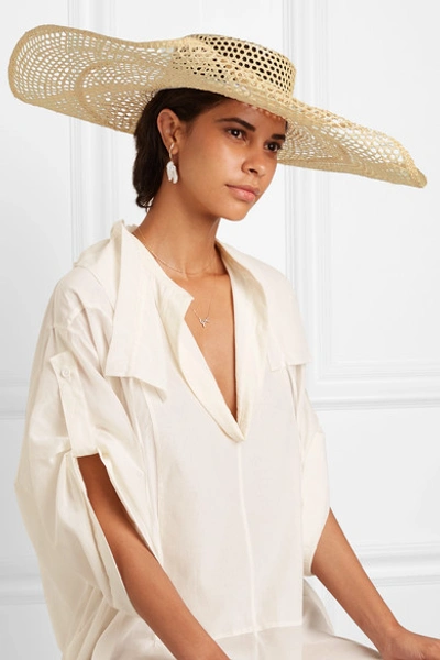 Shop Sensi Studio Oversized Embellished Toquilla Straw Hat In Ivory