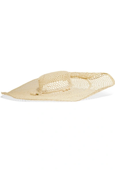 Shop Sensi Studio Oversized Embellished Toquilla Straw Hat In Ivory