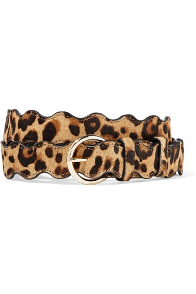 Shop Loeffler Randall Blythe Leopard-print Calf Hair Belt In Leopard Print