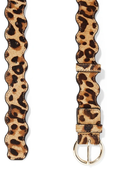 Shop Loeffler Randall Blythe Leopard-print Calf Hair Belt In Leopard Print