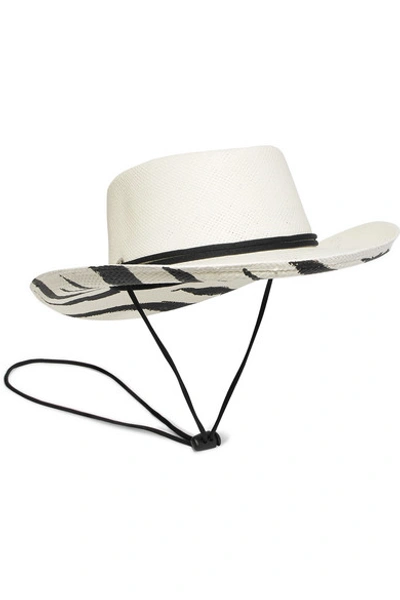 Shop Sensi Studio Dumont Zebra-print Toquilla Straw Panama Hat In White