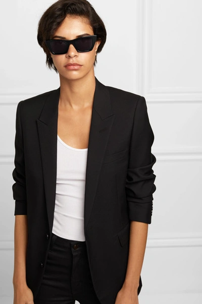 Shop Saint Laurent Mica Cat-eye Acetate Sunglasses In Black