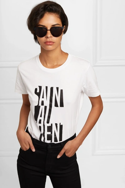 Shop Saint Laurent Round-frame Metal Sunglasses In Black