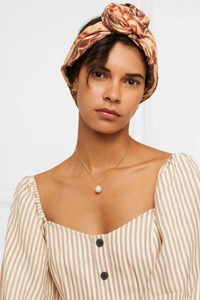 Shop Cult Gaia Turband Printed Linen Headband In Tan