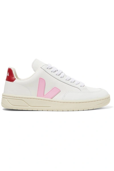 Shop Veja Net Sustain V-12 Leather Sneakers In White