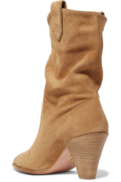 Shop Aquazzura Boogie 70 Suede Ankle Boots In Sand