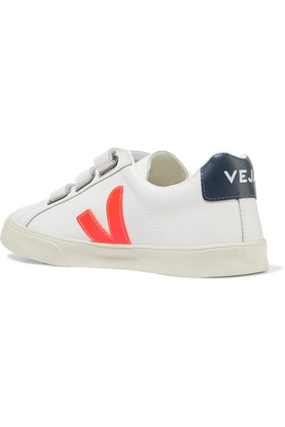 Shop Veja Net Sustain 3-lock Logo Rubber-trimmed Leather Sneakers In White