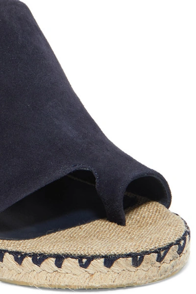 Shop Vince Sutherland Suede Espadrille Wedge Sandals In Navy