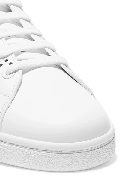 Shop Valentino Garavani Backnet Logo-perforated Leather Sneakers In White