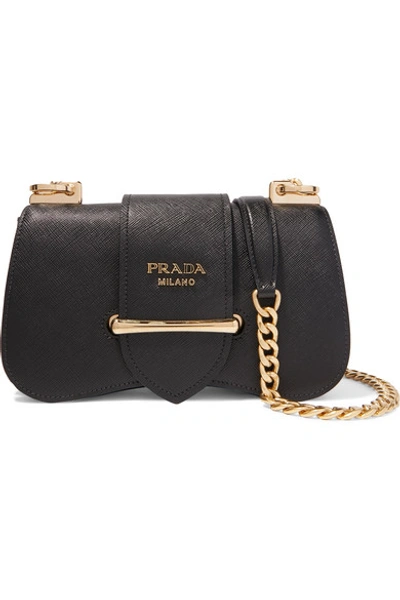 Shop Prada Sidonie Textured-leather Shoulder Bag In Black