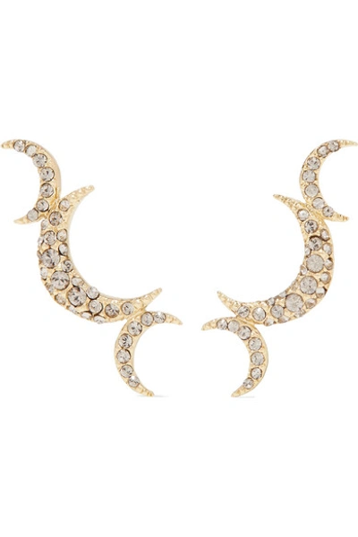 Shop Isabel Marant Moon Gold-tone Crystal Earrings
