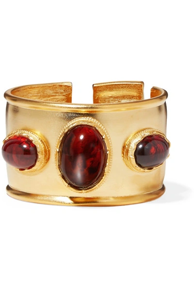 Shop Kenneth Jay Lane Gold-plated And Tortoiseshell Resin Cuff