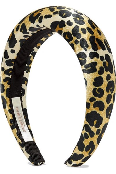 Shop Jennifer Behr Thada Leopard-print Silk-satin Headband In Leopard Print