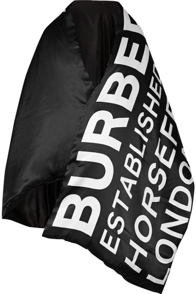 Shop Burberry Padded Printed Silk-satin Cape In Black