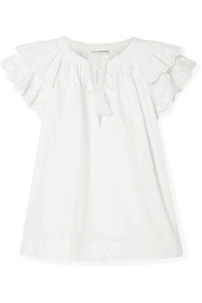 Shop Ulla Johnson Elm Broderie Anglaise-trimmed Cotton-poplin Blouse In White