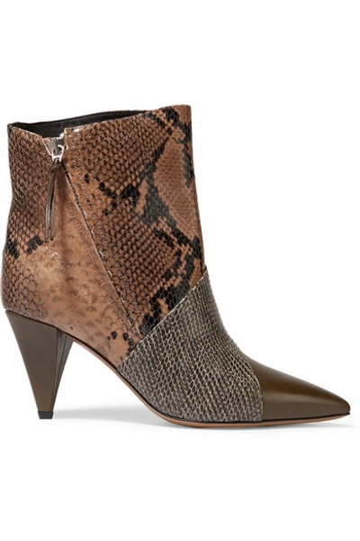 Shop Isabel Marant Latts Paneled Snake-effect Leather Ankle Boots In Snake Print