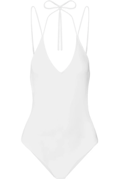 Shop All Sisters Isosceles Backless Swimsuit In White