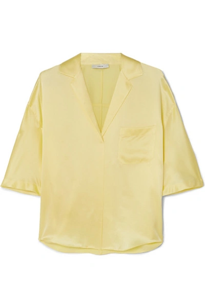 Shop Vince Silk-satin Shirt In Yellow