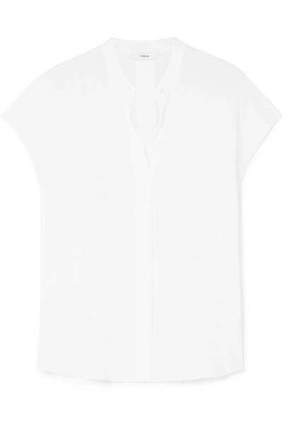 Shop Vince Silk Crepe De Chine Blouse In White