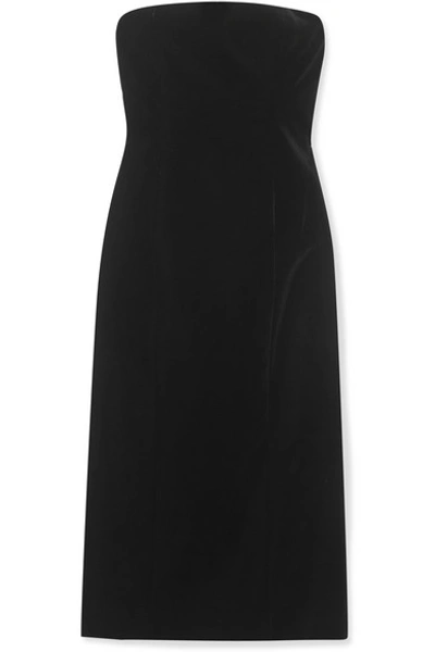 Shop Givenchy Strapless Velvet Midi Dress In Black