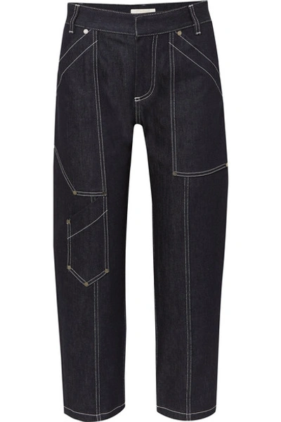 Shop Chloé Cropped High-rise Straight-leg Jeans In Dark Denim