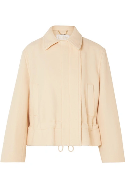 Shop Chloé Cropped Wool-blend Jacket In White