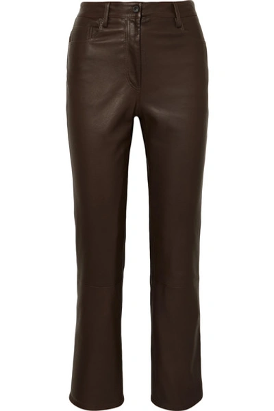 Shop The Row Charlee Leather Straight-leg Pants In Brown