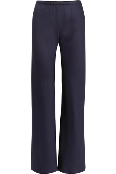 Shop The Row Gala Silk-satin Wide-leg Pants In Navy