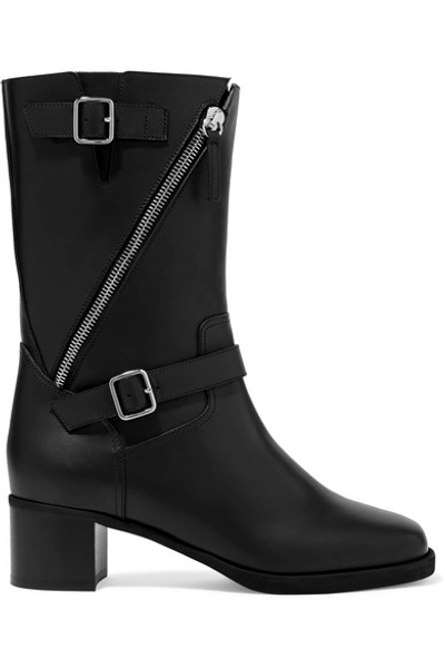 Shop Giuseppe Zanotti Esther Buckled Leather Boots In Black