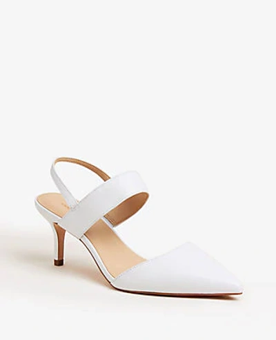 Shop Ann Taylor Theodora Leather Slingback Pumps In White