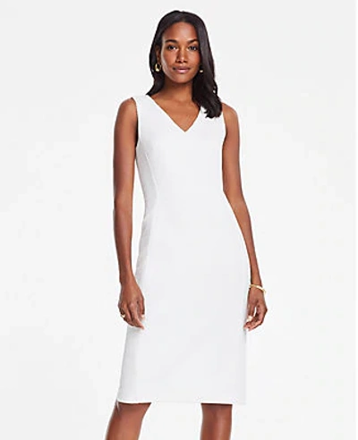 Shop Ann Taylor Textured Jacquard V-neck Sheath Dress In Winter White