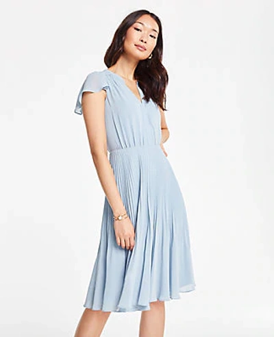 Shop Ann Taylor Petite Pleated Skirt Dress In Blue Glaze
