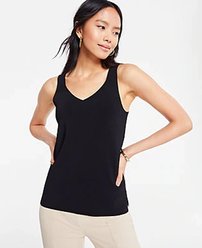 Shop Ann Taylor V-neck Sweater Shell In Black