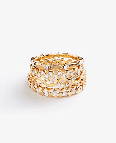 Shop Ann Taylor Summer Stacked Ring Set In Gold